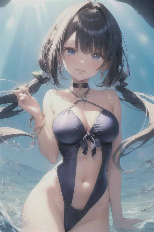 (masterpiece,Highest Resolution,4K High Resolution,Crisp image quality)Pussy juice,,(Ultra HD,Detailed Hair,((Filmed while having creampie sex)((A uterus full of sperm:1.2))Silver Hair,Knitted theta,Big Breasts,Innocent expression,Swimwear,Sandy beach SEX