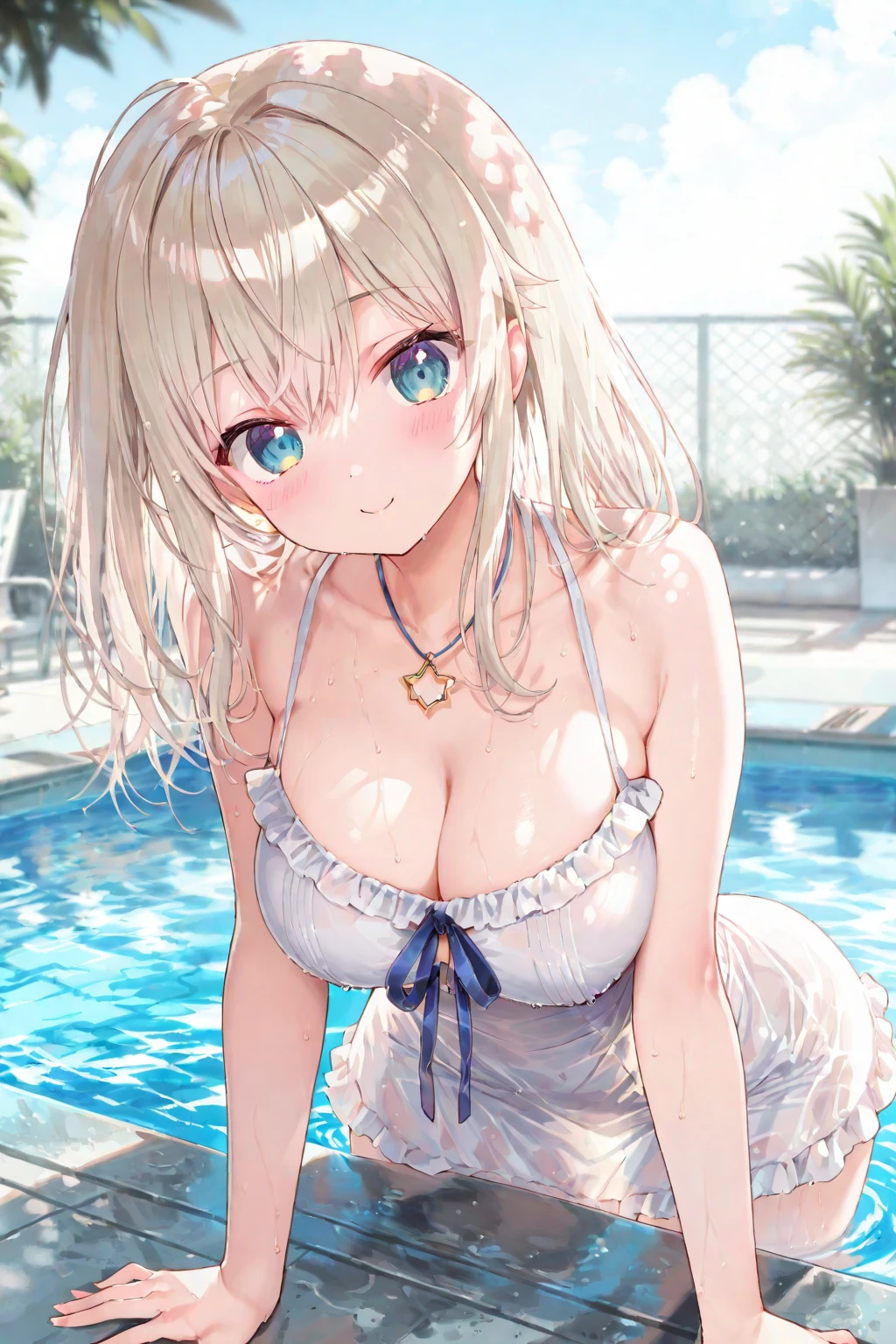 Mahiru shiina, , blonde, (Yellow Eyes:1.3)、Twin tails,,blush,smile,in the sea、Wearing a cute swimsuit,Daytime、Wear a swimsuit、Captivating thighs、Beautiful bare legs, Skimpy swimwear、bikini、School swimsuit
(masterpiece:1.2), highest quality, High resolution, unity 8k wallpaper, (shape:0.8), (Beautiful and beautiful eyes:1.6), Highly detailed face, Perfect lighting, Highly detailed CG, (Perfect hands, Perfect Anatomy),