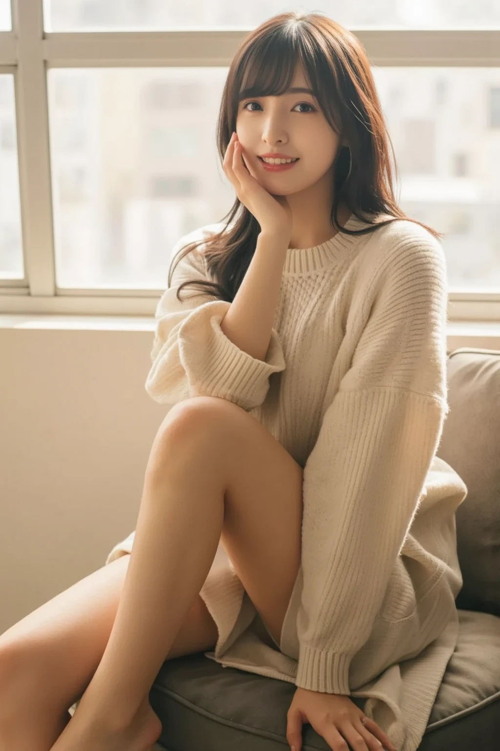 8K raw photos、a beauty girl、18year old、Korean Idol、slim figure、beautiful eyes finely detailed、a park、squatting and opening legs、Perfect eye makeup、((A smile:1.6))、Beautiful and thin legs、(chestnut-colored hair)、Medium Hair、fluffy hair、Large Hoodie、a miniskirt、a picture、独奏、(​masterpiece)、Photorealsitic:1.9、dynamic ungle、(Photorealsitic:1.3)、ultra-detailliert、(high detal)The skin:1.2)、(top-quality:1.0)、(超A high resolution:1.0)、Wavy detailed hair、length hair、rays of sunshine、(Beautiful detailed makeup)、((Highly sexual))、I see underwear