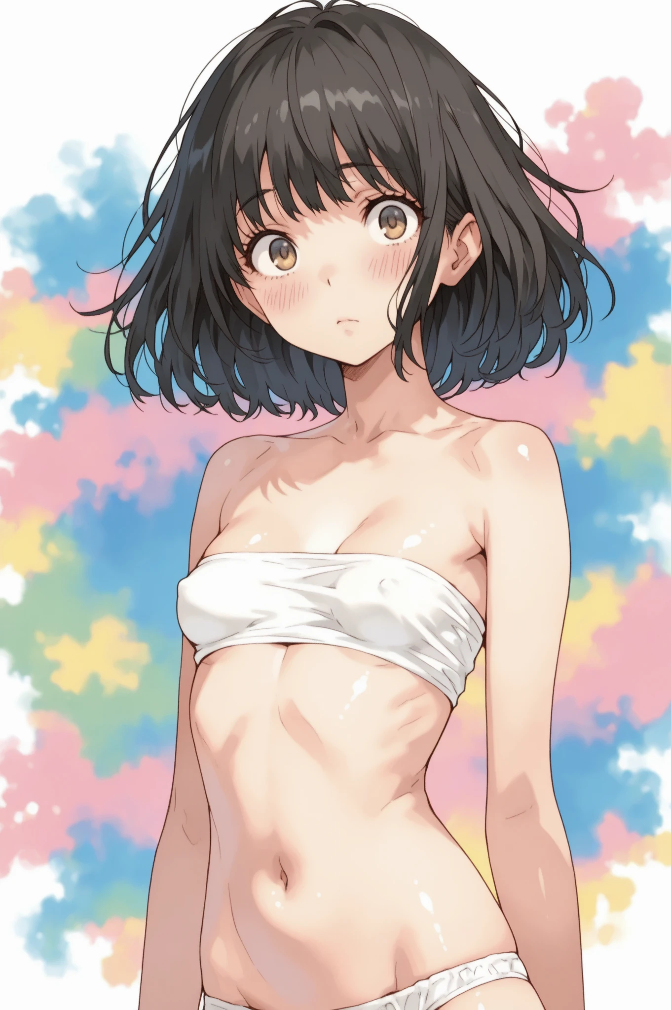 Highest quality,masterpiece,Illustrations used in teaching materials,Completely naked,Nipples,Female organ,Character portrait,pubic hair,Black Hair,Explanation of the female body,Japan,13-year-old girl,Simple Background