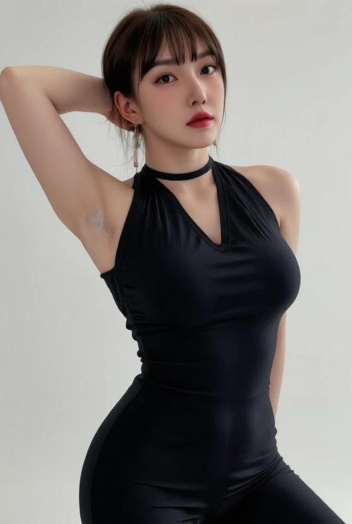 (((masterpiece:1.4, Best Quality:1.4, 8K,))), ultra high res, Physically Based Rendering, Portrait, ultra Beautiful Sexy Woman, 24yo, Detailed large eyes, symmetrical eyes, detailed thin eyebrows, Highlights in the eyes, (dark brown half updo hair, bangs, Hair floating in zero gravity), Highly detailed facial and skin texture, no makeup, Clear focus:1.2, perfect style body, Slender beauty:1.4, ((gigantic breasts)), Slim abs, narrow waist, Clear facial features, (sad expression:1.3, looking away:1.2), (transparent black tight dress, off shoulder:1.6, skirt lift:1.8, no panties:1.4), spread legs:1.4, (detailed beautiful pussy exposed:1.4, pubic hair:1.5, cum in pussy:1.5), (((she is trapped inside a simple transparent glass bottle))), ((many glowing particles are flying:1.5, backlit)), (((simple dark background:1.3)),