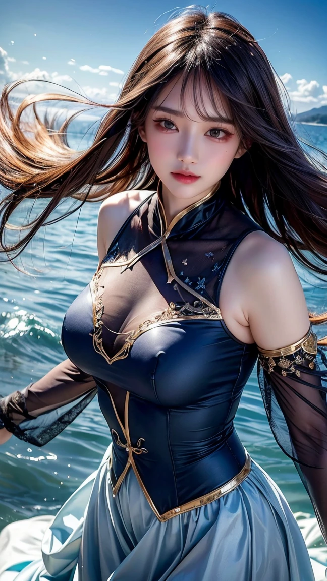 "Create an image of Renata Glasc in her Spirit Blossom skin from League of Legends by Riot Games, no having clothes,dressed in a mystical, spirit-themed outfit with ethereal designs and her glowing gauntlets, have massive k-cups, in a tranquil, blossom-filled garden with flowing streams and ethereal lights."