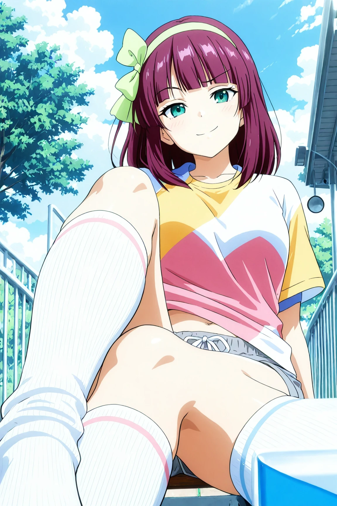 , tall, tall, Small breasts, Small breasts, Small breasts, Hijiri Ageha, brown hair, long hair, purple eyes, pink shirt, off-shoulder shirt, puffy short sleeves, denim shorts, Pink hoodie, pink jacket, pink skirt,, open vagina, open vagina, open vagina, Embarrassed, topless, topless, topless, Nipples are visible, Nipples are visible, Nipples are visible, Large nipples, garden, tall, tall, Small breasts, Small breasts, Small breasts, Sit and spread your legs, open vagina, open vagina, open vagina, high quality, high detail, beautiful, 8K, Detailed face, Detailed nipples,