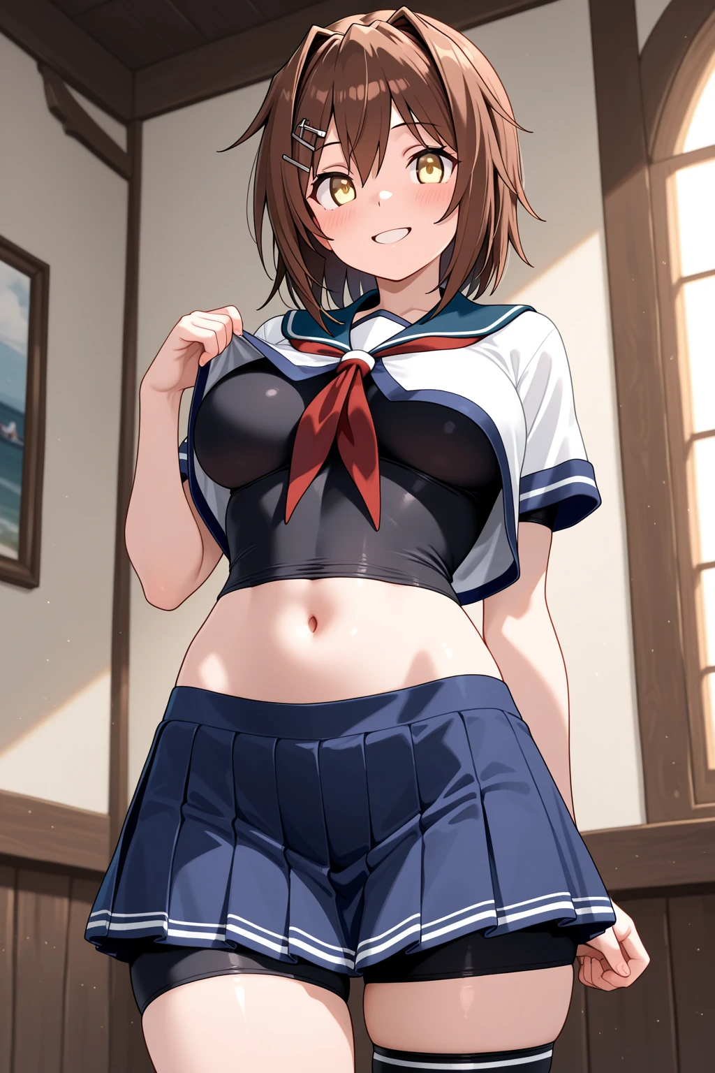 ((Masterpiece, best quality, high quality, highly detailed background)), ((wooden house:1.3, on the bed, (indoor), village, blue sky:1.3)), ((Nausicaa, mature female, (school swimwear:1.3), large breasts:1.3, nipples), ((reverse cowgirl position, straddling, facing the viewer, 1boy, 1girl, sex, penis, (motion lines), pov)), ((irritated, closed mouth, looking at viewer))
