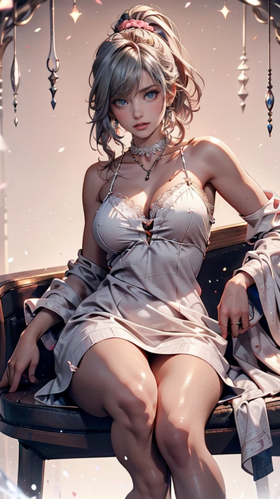 (Masterpiece), (Best Quality), (Super Detailed), (Dirty Hair), (Illustration), (1 Girl) (Long Pink Hair 1.5) (Blue Eyes) (Double Ponytail 2.0), ((((No Shoulders))),Hanfu,(Fashion Model Looking at the Audience, (Interview), (Simple Background), Beautiful Delicate Eyes, Delicate Beautiful Face, Soaring (High Saturation), (Colorful Glitter), Multi-colored Bubbles, (Glitter), Accent on Face, PerfectNwsjMajic, Big Breasts, No cleavage, no chest, facing the masses, perfect body,