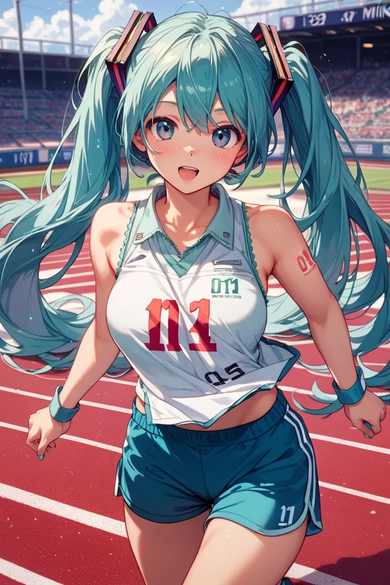 Hatsune Miku, sportswear, Volleyball,  huge tits , camel toe 