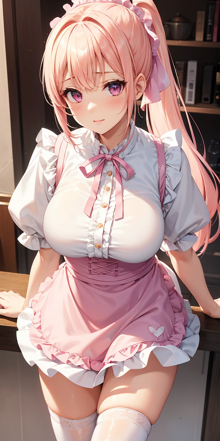 Mafuyukirisu, mafuyu kirisu, (blue eyes, braid, long hair, twin braids, pink hair), nude, (pussy:1.2)
BREAK , (thin skirt), standing, (look from below pussy), ((arm behind on back)), maid skirt, wild lift, no panties, maid outfit, (thin apron, see through pussy), (clitoris), see through nipples, open skirt, focus nipples, cum, cum in pussy, wet in breast
BREAK looking at viewer,
BREAK, home,
BREAK (masterpiece:1.2), best quality, perfect super ultra high resolution, unity 8k wallpaper, (illustration:0.8), (beautiful detailed eyes:1.6), extremely detailed face, perfect lighting, extremely detailed CG, (perfect hands, perfect anatomy),