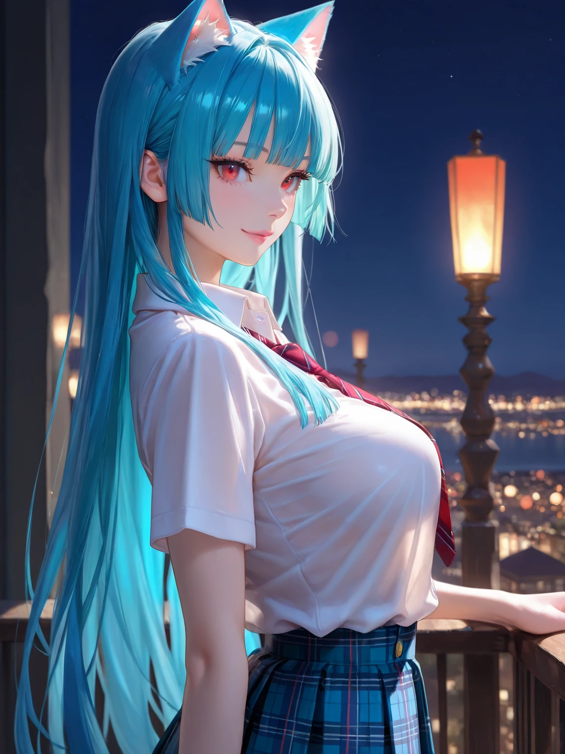 (8K, Raw photography, top-quality, masterpiece:1.2), 1girl in, 3 d,Light blue hair、Twinkle、The long-haired、His arms folded、Cross-legged sitting、Asian,