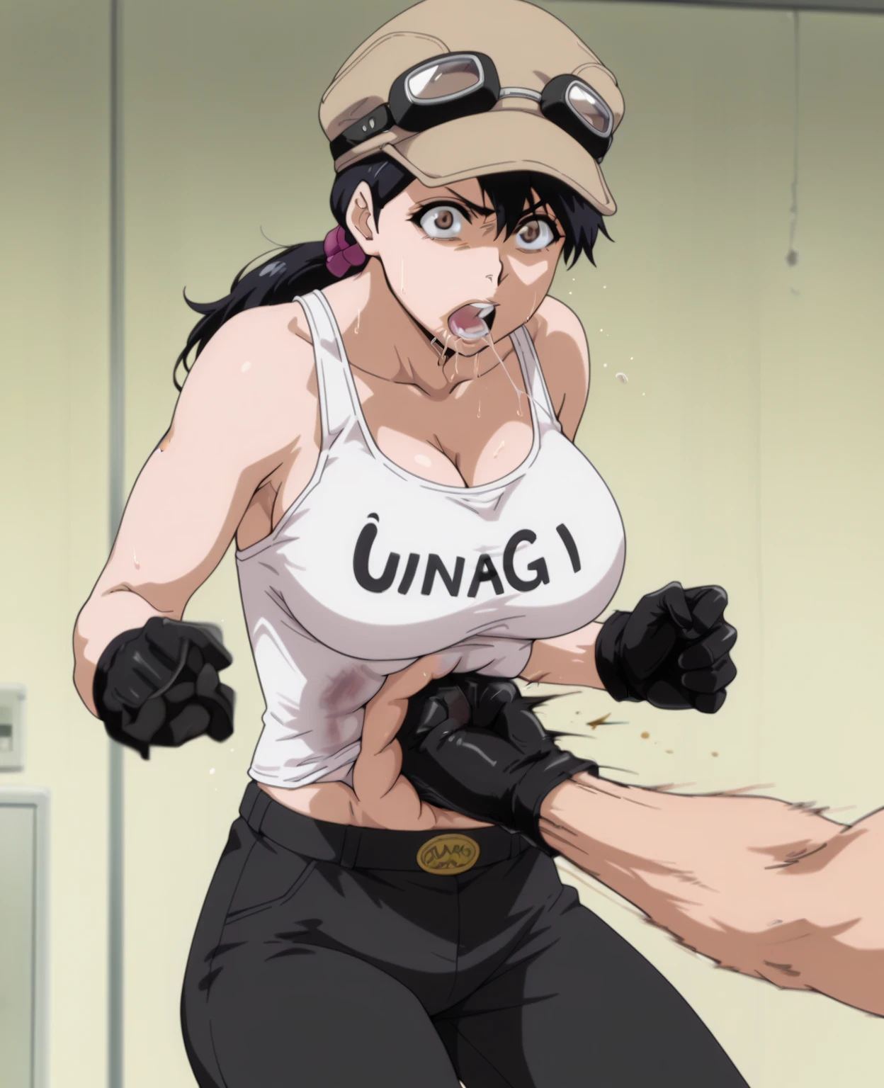 Best quality,masterpiece,brown hair,denim hot pants,Big ,Perfect body,full-body shot,Cool poster,Wearing glasses,36 mature beauties,Single player anime style