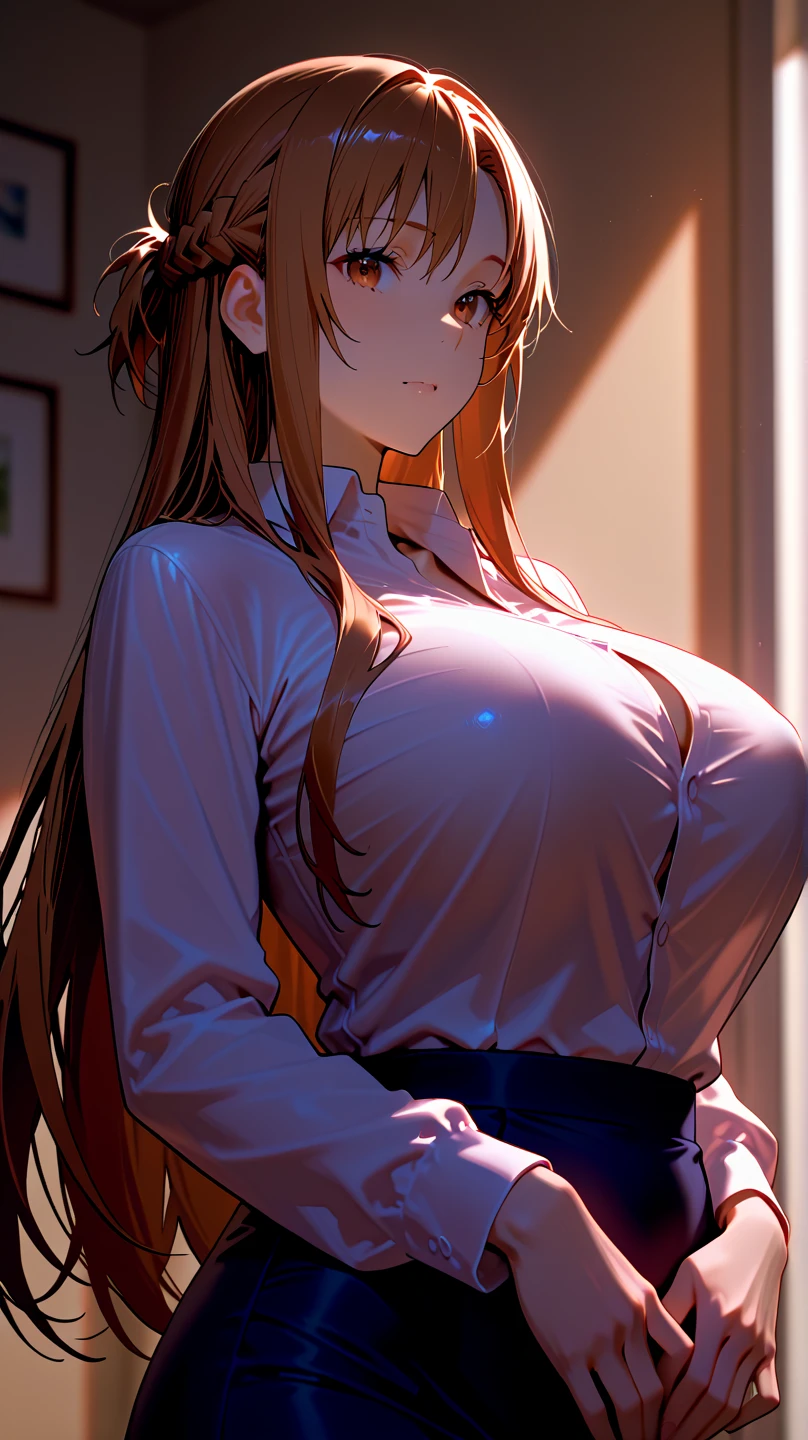 BREAK looking at viewer, BREAK (masterpiece:1.2), best quality, high resolution, unity 8k wallpaper, (illustration:0.8), (beautiful detailed eyes:1.6), extremely detailed face, perfect lighting, extremely detailed CG, (perfect hands, perfect anatomy),school,desk,windows,tables,inoue orihime, long hair, orange hair, (grey eyes:1.5),skirt, bow,white blouse,unbuttoned blouse,open blouse,black bra,lace bra,cleavege,neckline, long sleeves, puffy sleeves, skirt, blue skirt, long skirt,showing breasts,nipples,nipples see through,,upskirt,camel toe,no panties,asshole,anus,naked,lie on table.