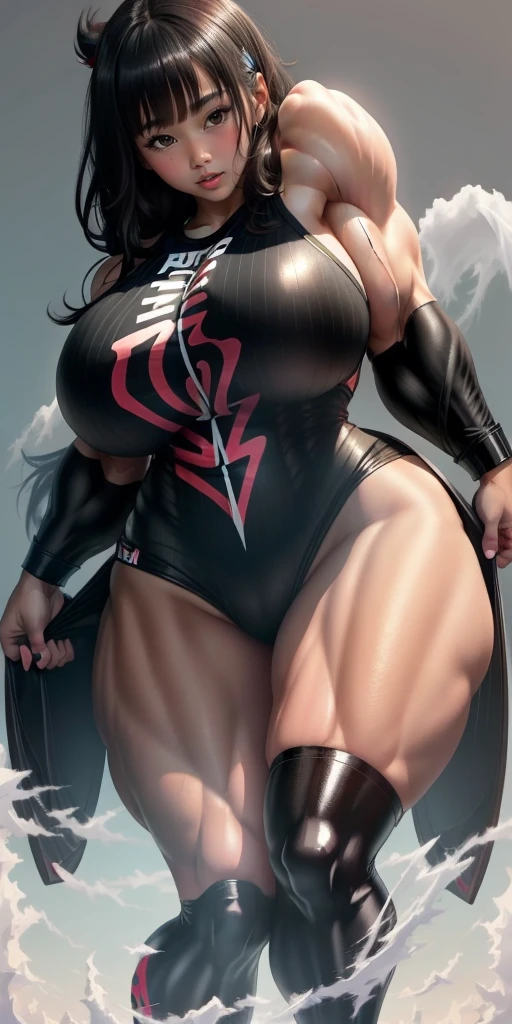 raffe woman in a red dress posing on a street, heavy looking, thicc, giantess art, highly detailed giantess shot, thick body, massive legs towering over you, muscular ultraviolent woman, powerful and huge, hyperrealistic full figure, exaggeratedly large physique, large muscles, extremely detailed giantess