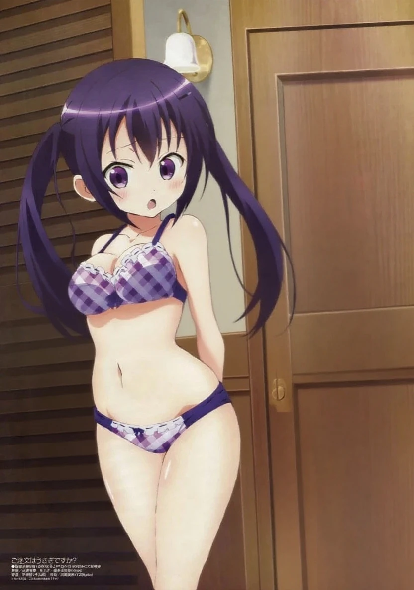 (score_9_up, score_8_up, score_7_up), (masterpiece, best quality, ultra detailed, intricate details, source anime, high resolution, smooth lines), hoshino ai, 1girl, solo, Purple Hair, Purple eyes, Long Hair, swept bangs, (star-shaped pupils:1.4), smile, anime, peace fingers, small breasts, navel, sitting, spread legs, completely nude, NSFW, white micro bikini, anime screencap, small areolas