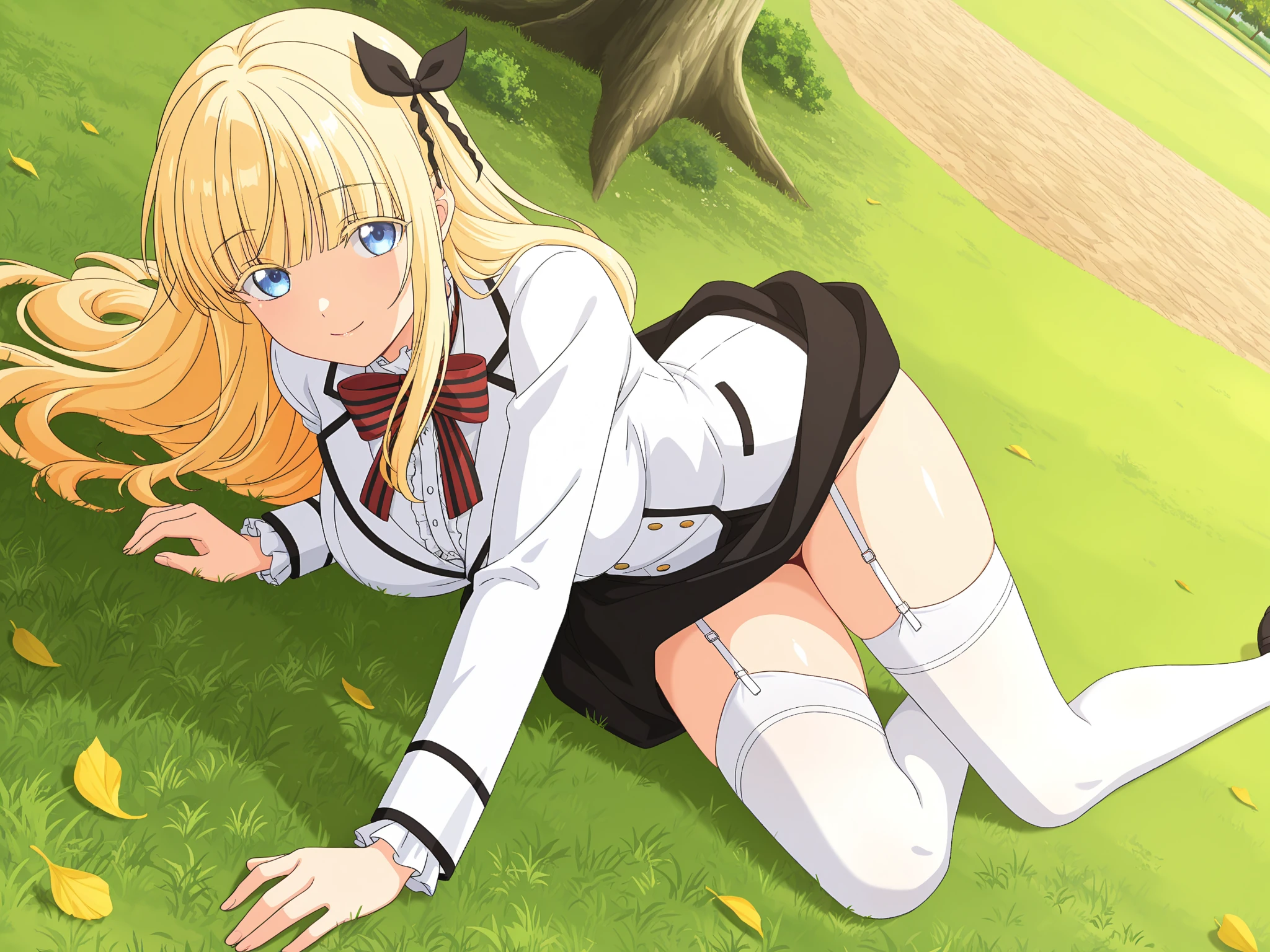 ,((best quality)), ((highly detailed)),((sketch)) extremely detailed face, beautiful face,((1girl)),((solo)),shiny skin,((full body:)),rinko ogasawara, long hair, blonde hair, (red eyes:1.3), bow, hair bow, hairband, drill hair, twin drills,
dress, dress, blue dress, bowtie, gemstone, puffy sleeves, juliet sleeves, long sleeves, frills,
(large breasts:),(((clothes lift:1.15))),,((bottomless:1.25)),(thick thighs),
(((pussy:1.35))),,(((pussy:))),,(((pussy:))),,(looking at viewer:1.25),BREAK ((park ,bench:1.35)),((sit on bench:1.35)),((sitting:1.35))outdoors,,BREAK ((spread legs:1.45)),((thighhighs:1.15)),BREAK ((high heels)),((arms behind back)),(from below)
