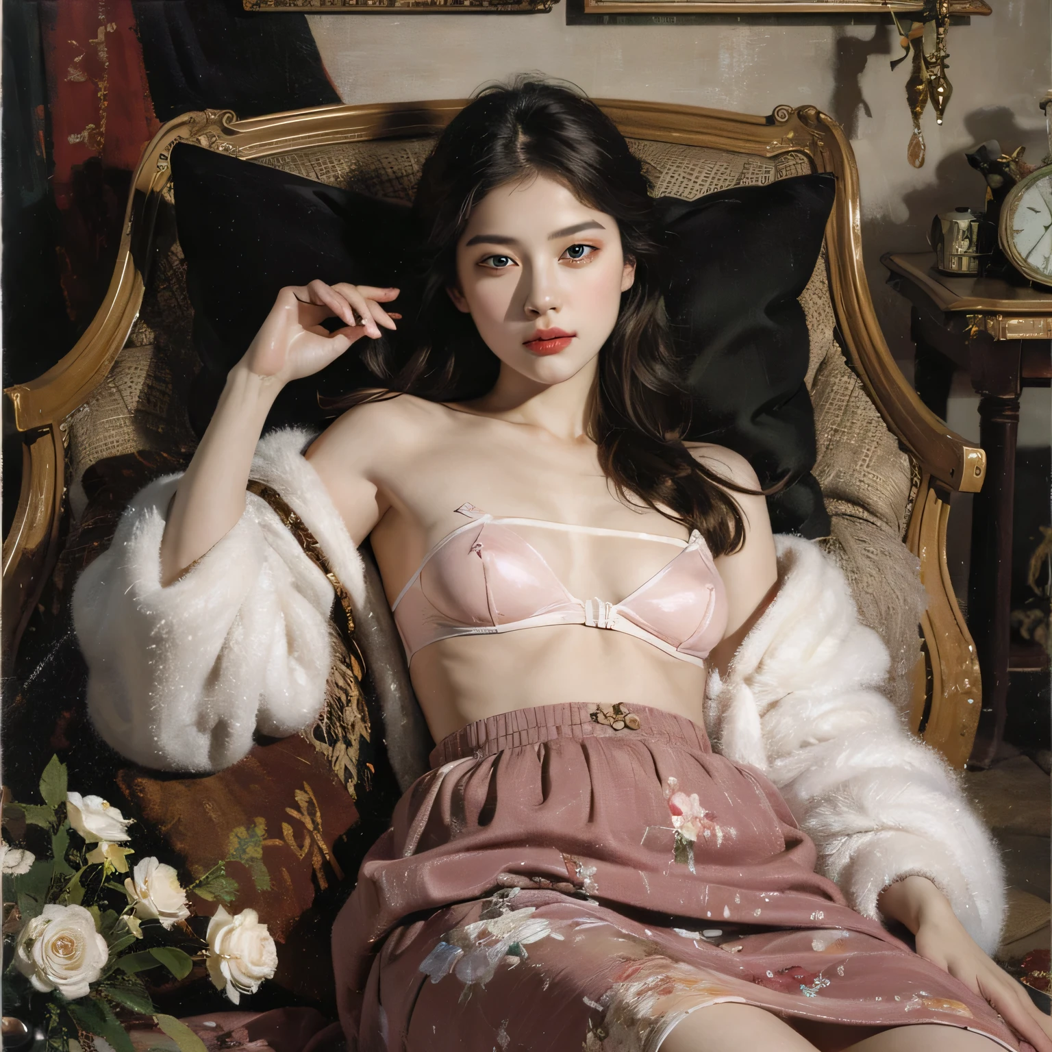 1female,45 yers old,Married Woman,熟妇,plumw,extremely large bosom, 独奏,(Background with:ponds,Cherry blossom forest,lotus flower)standing on your feet, She has short black hair,seen from the front,, mostly cloudy sky,(((tmasterpiece),(Very detailed CG unity 8K wallpaper),best qualtiy,cinmatic lighting,detailed back ground,beatiful detailed eyes,Bright pupils,Black eyes,Snow-whiteskin,Redlip(Very fine and beautiful),(Beautiful and detailed eye description),ultra - detailed,tmasterpiece,))facing at camera,A high resolution,ultra - detailed),revealing breasts,Bare genitalia, Bulge,legs are open,Raised sexy,Camel toes,Desire for dissatisfaction,frontage,Navy,elementary student,(Wearing:see-through school uniform,Transparent sailor uniform,Puffy skirt,Bare ,)
