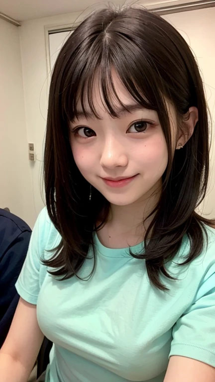 ((top-quality、8K、masterpiece:1.3))、1 Beautiful Japan Girls、Slender beautiful woman:1.3、big eye、poneyTail、Neat and clean schoolgirl, Short black hair, a baby face、small tits、hyperdetailed face、二重まぶた、Girl Standing In School Classroom,sailor shirt,white panties,18year old,Bangs,A little smile,From below、