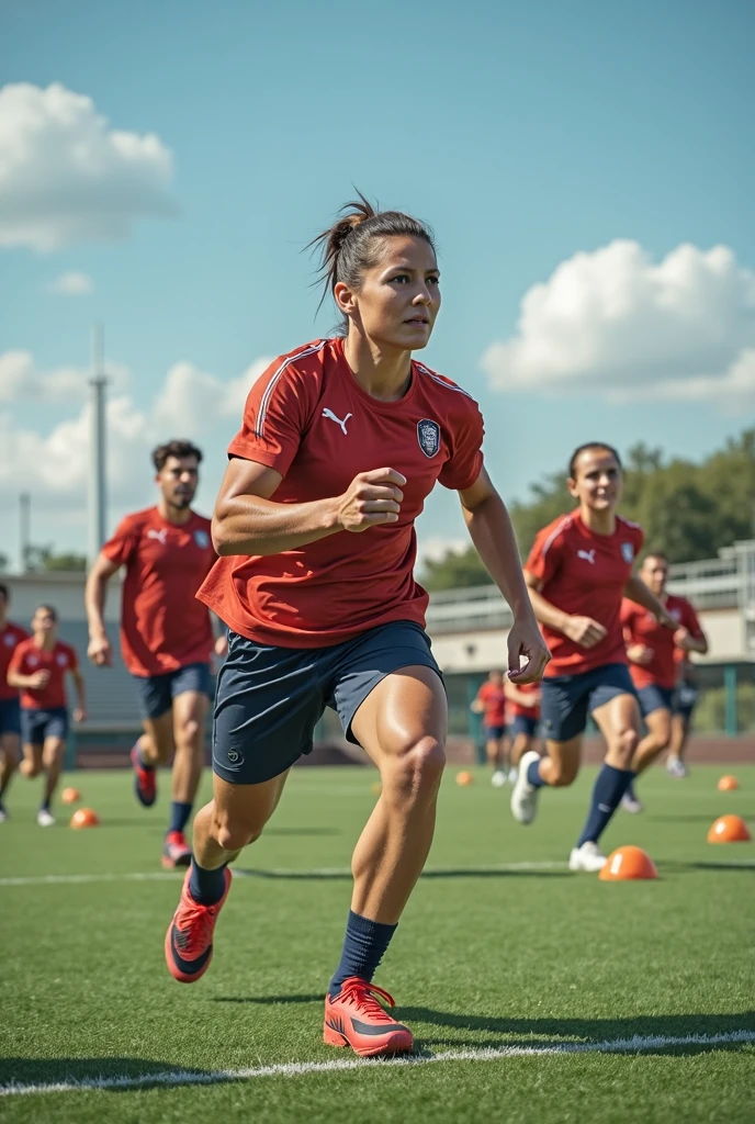 a soccer scene in a german sports stadium, injury scene in a sports stadium, stretcher carry, an injured soccer player is lying head first on his back on a stretcher and is covering his head with the hand, there are four young schoolgirls in shiny leather-trousers carrying a stretcher, there are four longhaired schoolgirls in high-shine -leggings who are carrying a stretcher in a german sports stadium, there is a wounded male soccer player in a short sports outfit lying head first on the stretcher, an injured male soccer player is lying head first on his back on a stretcher and is covering his agonised face with a hand, a soccer player is rearing up in intense pain while lying head first on his back on a stretcher and covering his head with a hand, dramatic scene, theatralic posing scene, dramatic pity scene, injury soccer, first aid, help, pity, there are four very angry looking schoolgirls in shiny -trousers who are looking very sad and very terrified and very shocked, the injured soccer player is screaming out in pain while he is carried from the pitch on a stretcher