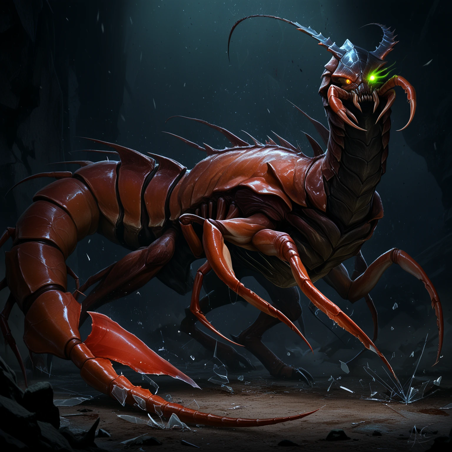 score_9, score_8_up, score_7_up, score_6_up, score_5_up, score_4_up, <lora:WeaverDOTA2:0.85> no humans, monster, antennae, teeth, arthropod limbs, looking at viewer,
light blue background, simple background,