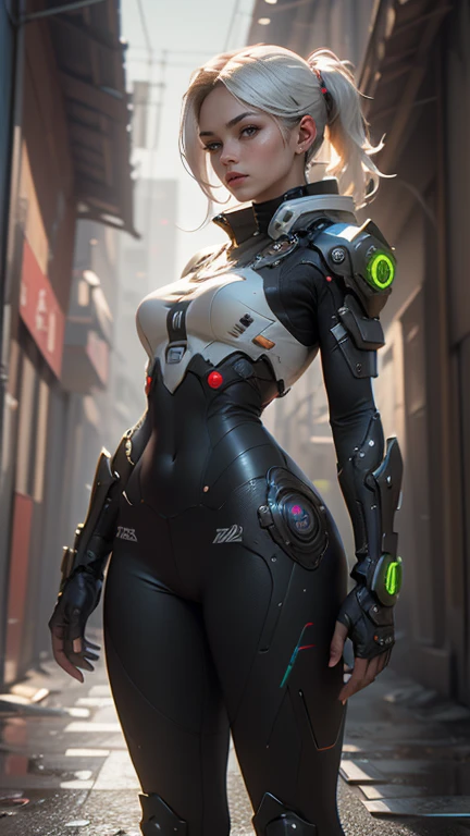 ((Best Quality)), ((Masterpiece)), (High Detail: 1.3), 3D, Shitu-mecha, a beautiful cyberpunk woman and her robot in the ruins of a war-torn city. forgotten, ancient technology, HDR (High Dynamic Range), Ray Tracing, NVIDIA RTX, Super-Resolution, Unreal 5, subsurface scattering, surface PBR, Post-Processing, Anisotropic Filtering, Depth of Field, Sharpness and Sharpness, Multi-Layer Textures, Albedo and Specular Maps, Texture Shading, Interaction Simulation. between precise lighting and materials, perfect proportions, octane rendering, two-tone lighting, low ISO, white balance, rule of thirds, wide aperture, 8K RAW, efficient Sub-Pixel, Sub-pixel distortion, glowing particles, light scattering, Tyndall effect, beautiful cyberpunk woman kicks at chest level, with graceful pose.