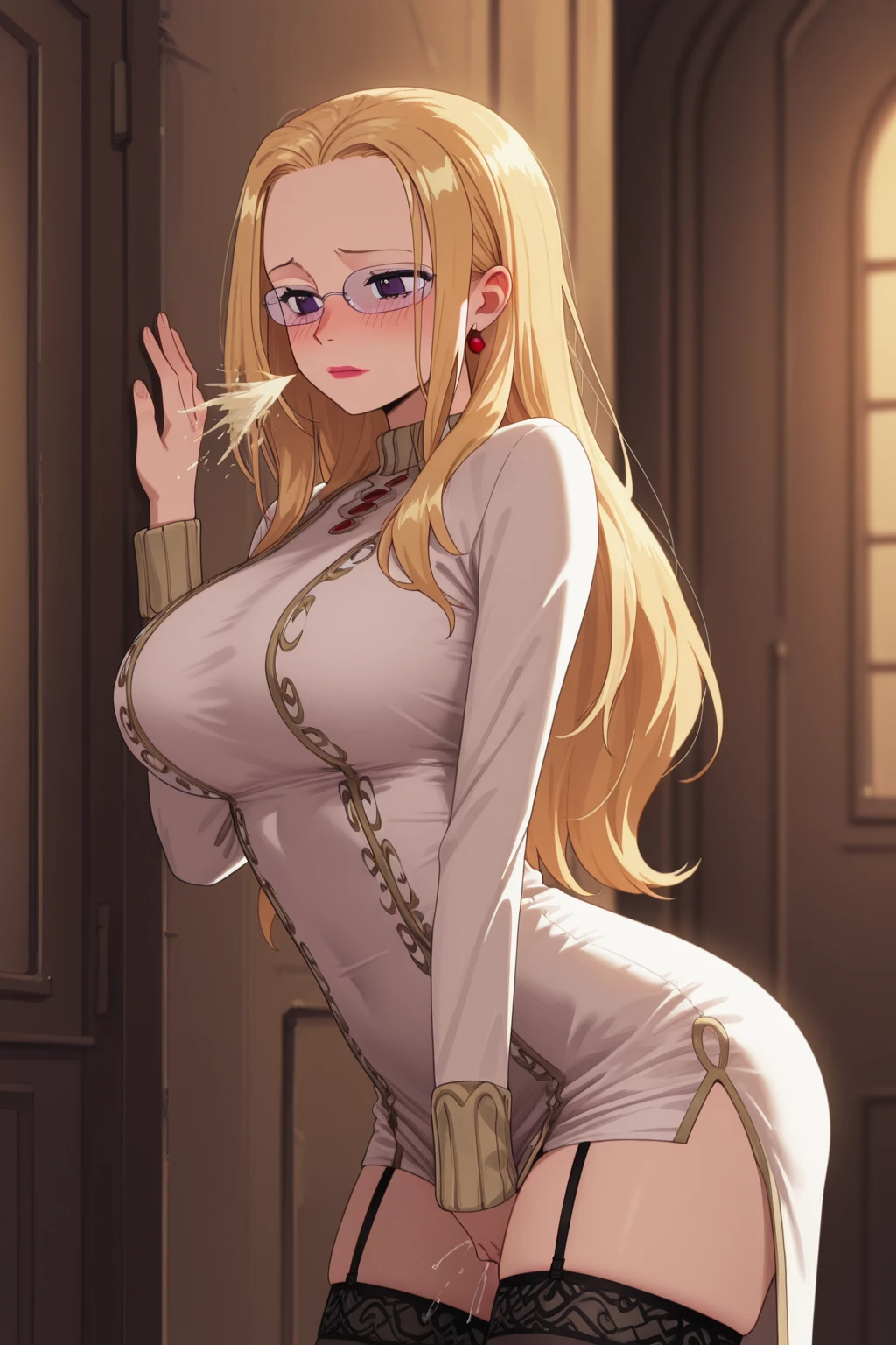 masterpiece, best quality, 1girl, alicetaria,blonde hair, long hair, ponytail, green eyes, nude, big breast,  curvy