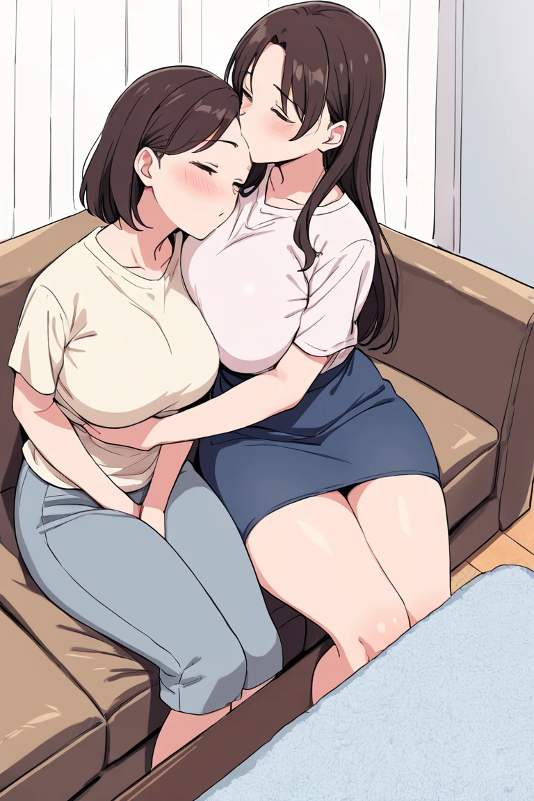 NSFW,(kneeling on a bed:1.3),(Sucking a man's :1.5)),masterpiece, best qualtiy, intricately details,ultra-realistic realism,Ridiculous res,see-through, highly detailed, illustratio, 1. Mature women,Large breasts,pink areolae,perfect hand, detailed finger,Beautiful detailed eyes,Wavy curly hair, brown eye,,Translucent white shirt,Get wet,(The shirt buttons are undone),no brassiere,(Breasts leaking out of clothing),Black pencil skirt, (Black tights:1.2), Camel toes, detailedbackground, Bedrooms, perfect eyes, Seductive eye,Cocked buttocks,Reddened face,(weeping:1.2)