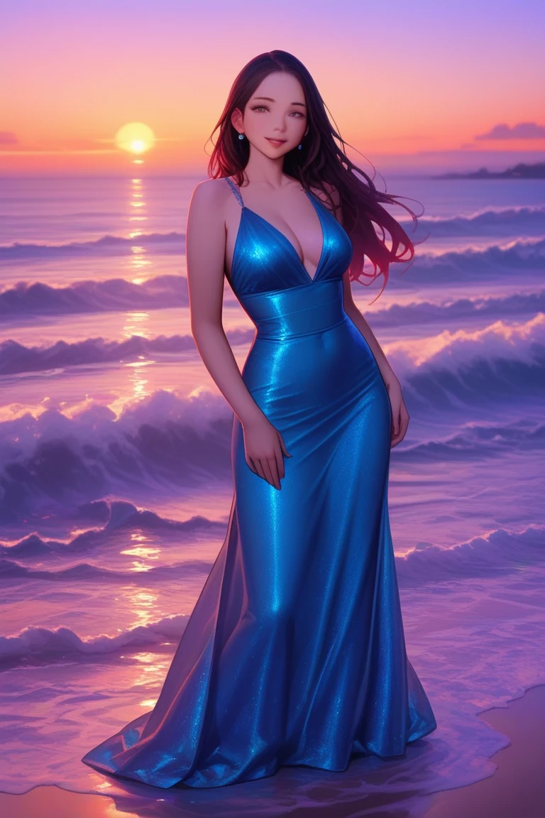 <lora:bo_20230920135652:0.9>,bo,1 girl,full body,sea level,long flowing hair,colorful, chest-length dresses,