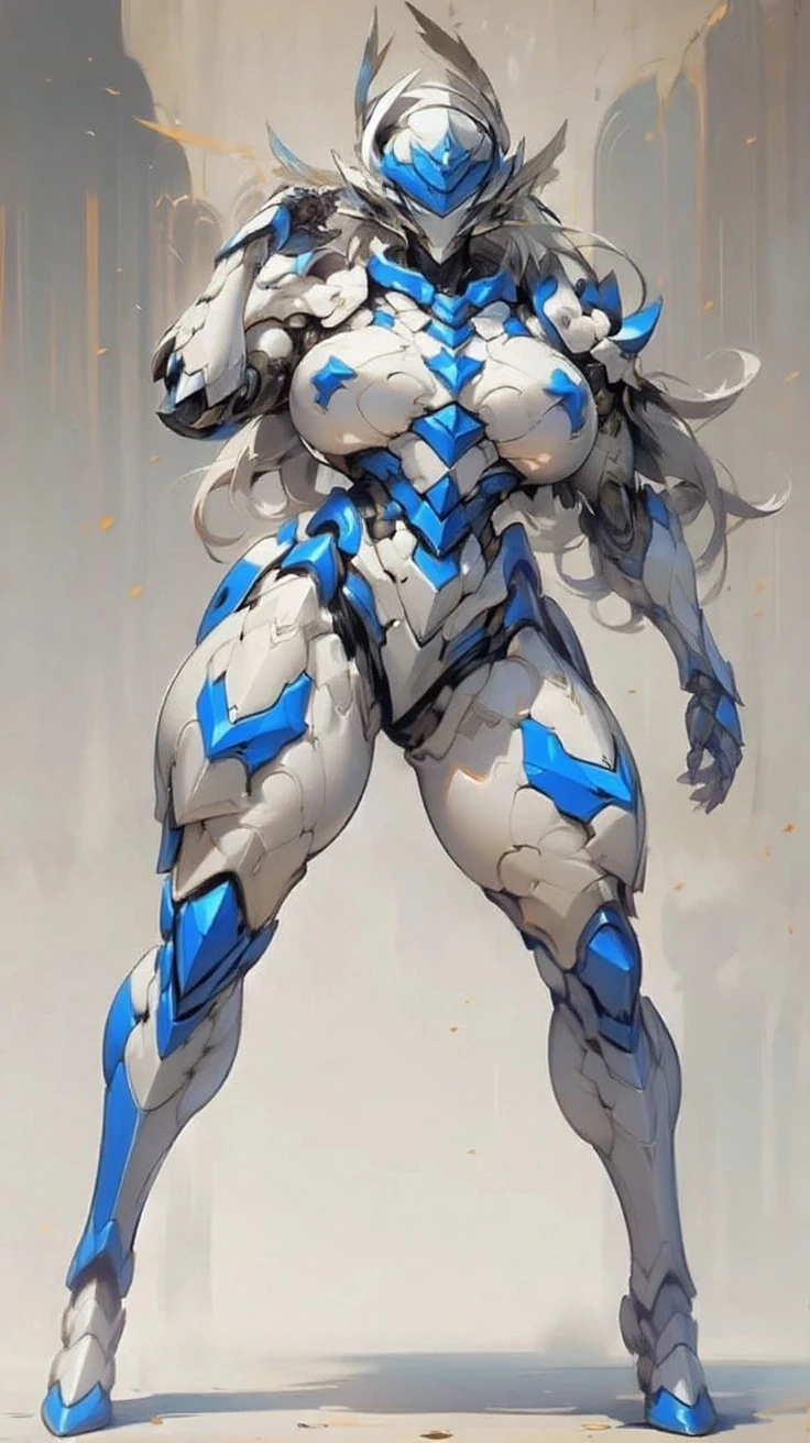 (((1girl:1.8))), ((bulky woman:1.5)) sehele style, anime style, (((dark elf))) (((blue skin:1.5))) (((smoldering eyes))), ((bald:1.5)), ((no hair:1.5)), 8k, 4k, Unreal Engine 5, octane render, trending on pixiv, ((huge shoulder pads:1.8)) (wide shoulders:1.4), (large biceps:1.5), fanbox, skeb, (((white armor:1.5))), masterpiece, ((slendered abs:1.2)),((pressed breasts together:1.4)), (full bodied), wide hips, (full lips:1.5), smooth soft skin, big dreamy eyes, beautiful anime wide eyes, soft lighting, concept art, digital painting,