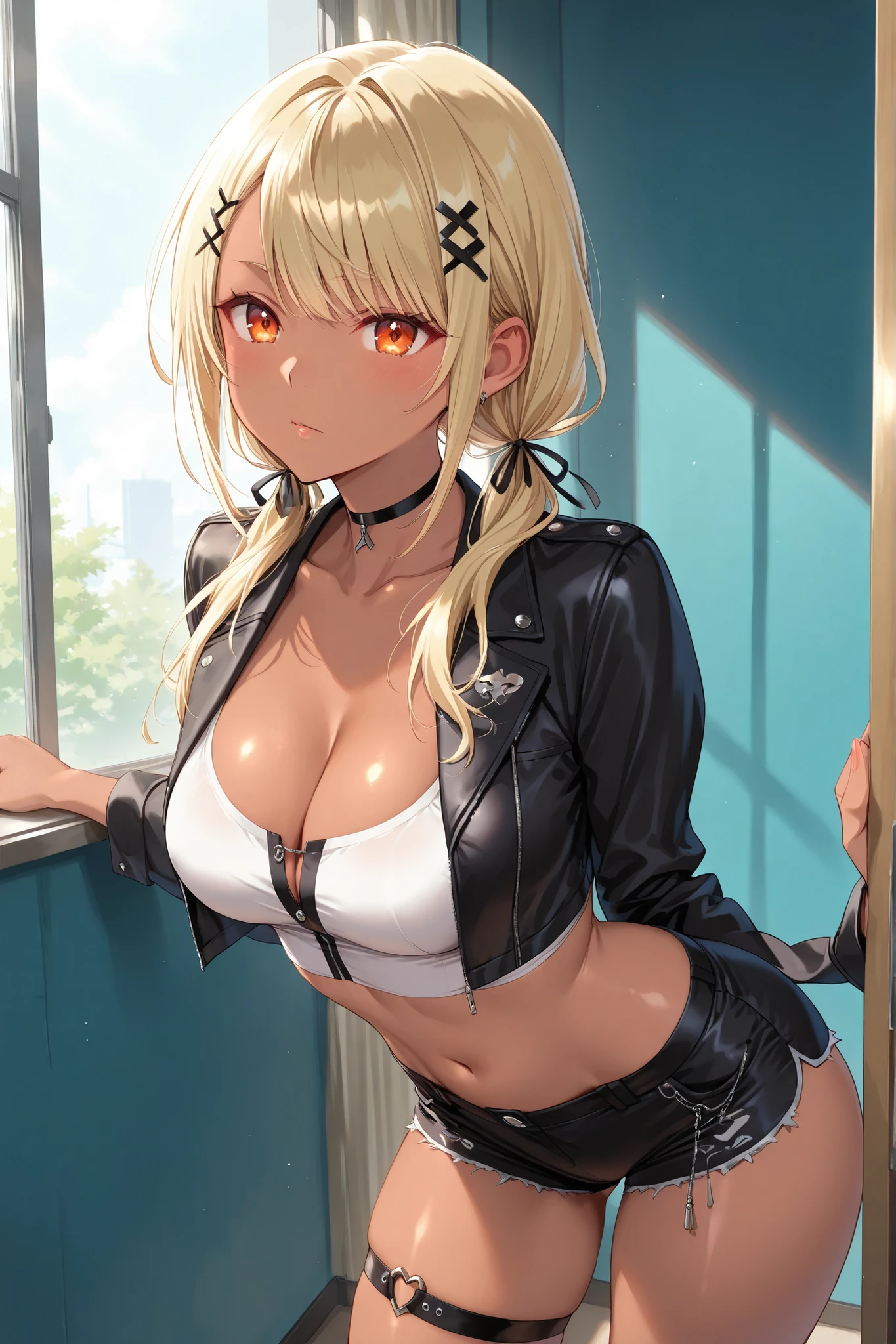 ((masterpiece, best quality)),1girl, gradient skin, hands
 <lora:NicoV3:1:CHARACTER_STYLE>, ((masterpiece, best quality)),1girl,blonde hair, long hair,sexy police girl,open shirt,cosplay police uniform,white police uniform,bra,black short skrit,black police hat