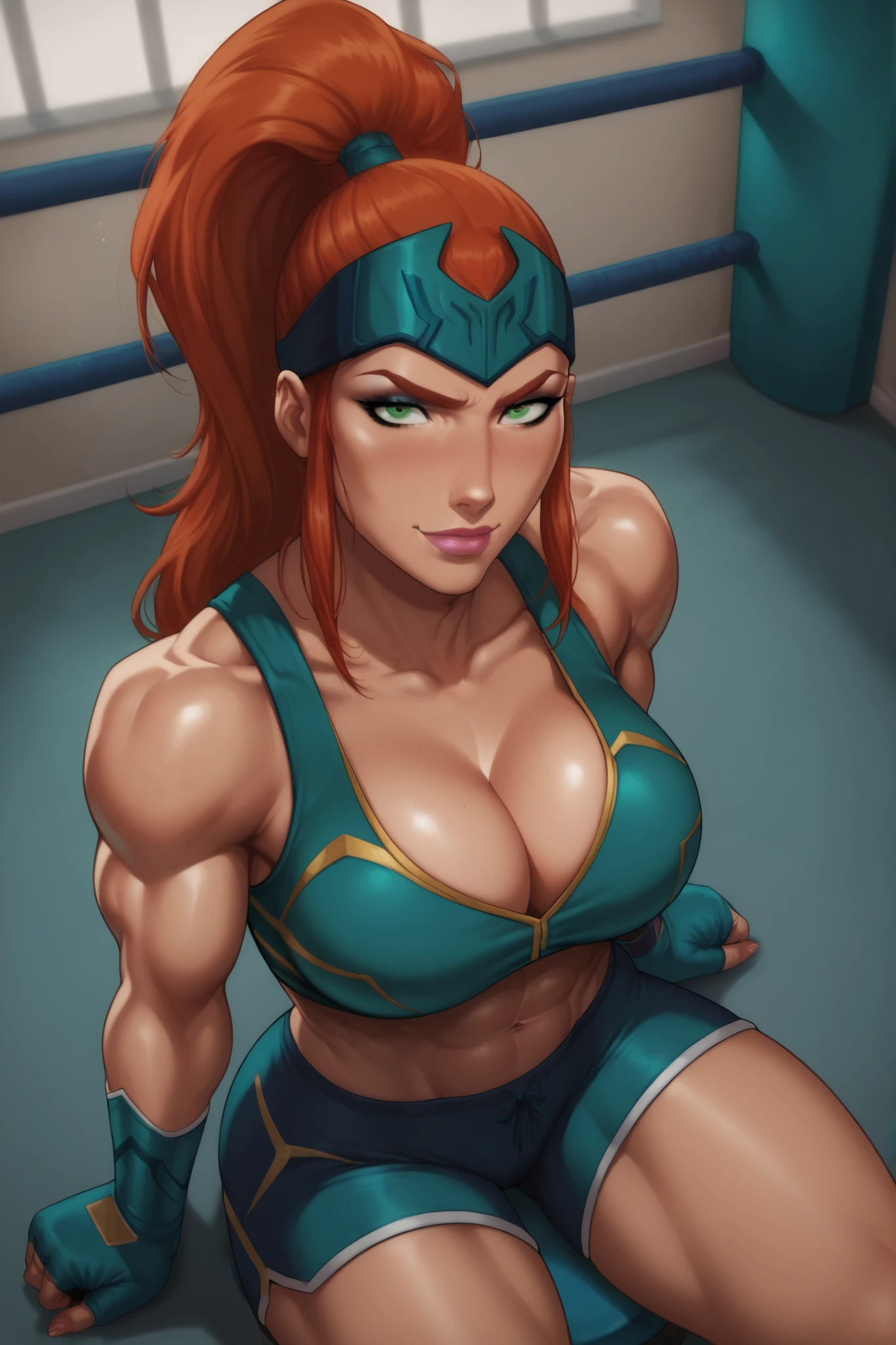 1girl, lithe Twi'lek babe with gigantic tits, busty, cleavage, underboob, sideboob, masterpiece, best quality, high-definition, ((red skin), twi'lek), stretching, working out, lifting weights, evil space knight, space ninja, (wearing black halter top, leggings, ((busty)), slender body, thin, slim sexy body, slim waist, (((huge breasts)))), futuristic gym,, Star Wars, muscle mommy
