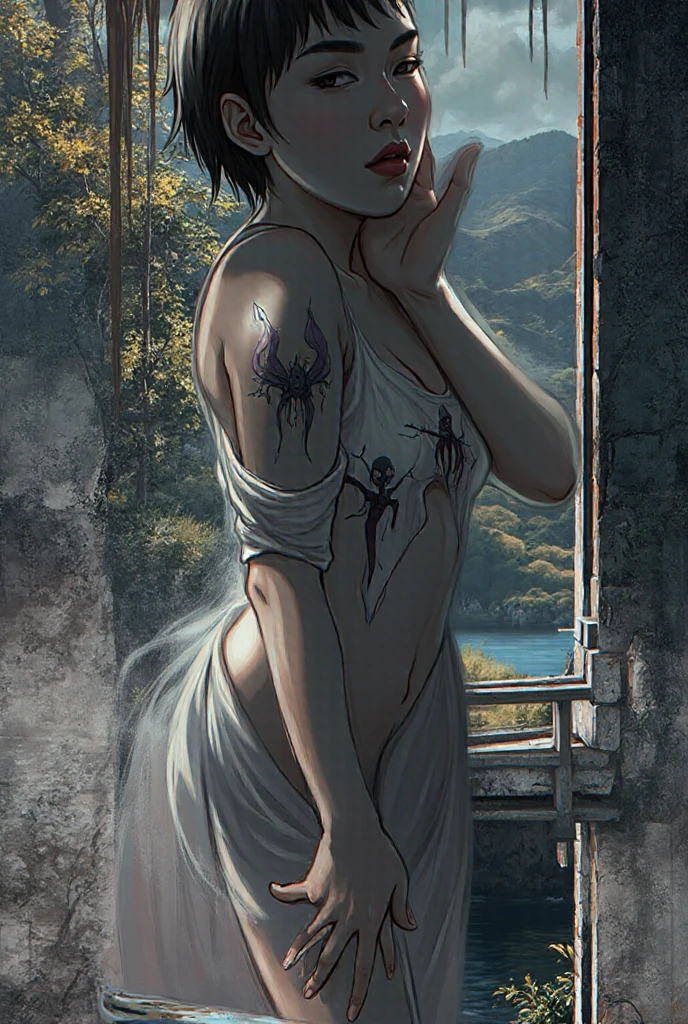 best quality,ultra-detailed,photorealistic, [portraits], [dungeon], [spider web], [cocoon:1.3], seductive nude girl, entangled, struggle, hanging, dim lighting, dramatic shadows, intricate details, silky texture, mysterious atmosphere,(cocoon:0.8)