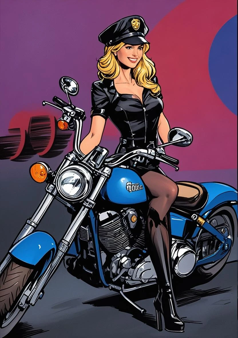 <lora:envybetterhandsLocon_alpha3:1>, <lora:EmanueleTaglietti:0.9> emanueletaglietti, a female police
