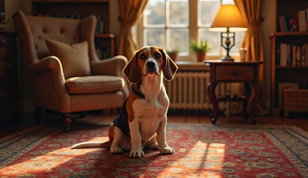 Extrememly realistic Bassett Hound lying on  a couch black mountain college, bloomsbury group, portraiture style of edwardian beauty, layered textures , elegantly formal (Rembrandt Lighting), zeiss lens, ultra realistic, (high detailed skin:1.2), 8k uhd, dslr, Dramatic Rim light, high quality, Fujifilm XT3 HDRI