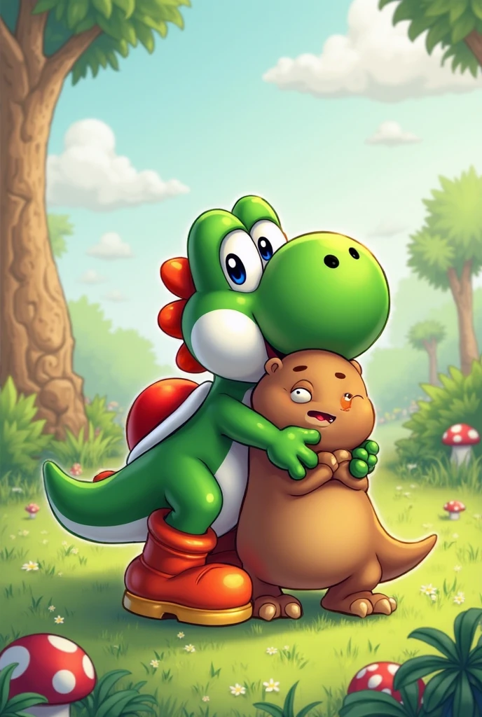 (green yoshi), (werewolf) score_9, score_8_up, dream prompt:score_9, beautiful, detailed cute face, blushing, shocked expression, reverse cowgirl position, looking surprised, looking back, crying, grabbing butt, looking down, forest, male/female, sex, crying, sex, vaginal, looking scared, screaming, deep penetration, sobbing, foot shot, feet in view, huge feet, 3 toes, huge toes, saliva, hyper feet, humanoid feet, green feet, looking at you