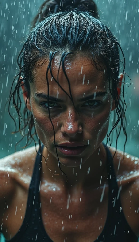  high quality   shot  (, HaiStei) celebrity  photograph , , , oily face ,tall figure ,   , fit muscular figure , exhausted look, rainy, wet, shiny sweaty skin , on beach, wet,   lighting , celebrity, female,  woman, hollywood actress,  fleshy muscular woman  , ( perfect  ,natural lights, depth of field, insanely detailed skin texture, hyper detailed features, hyper photorealistic texture  )