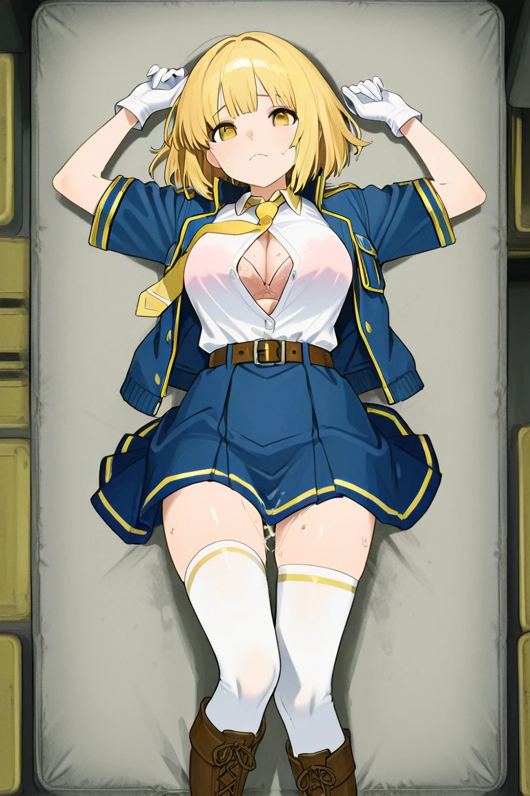 score_9, score_8_up, score_7_up, score_6_up, in hall, sci-fi,
BREAK
ExpressiveH, souce_explicit, 
BREAK
1girl, solo, cagalli, blonde hair, short hair, brown eyes, elect nipple, large breasts, seductive, happy, blush, spoken heart,
nosleeves, detached sleeves, navel, cropped top, commander, epaulettes, military uniform, white skirt, mini skirt, white thighhighs, up skirt,
tall, leggy, shiny skin, wide hips, tight waist, thick thighs, 
, ,pussy juice, cameltoe,
,
, ,
,,, ,
 contrapposto, sitting, spread legs,
,