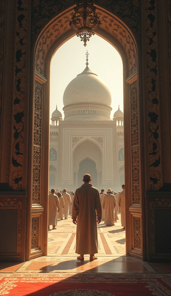 Muslim in front of mosque 
