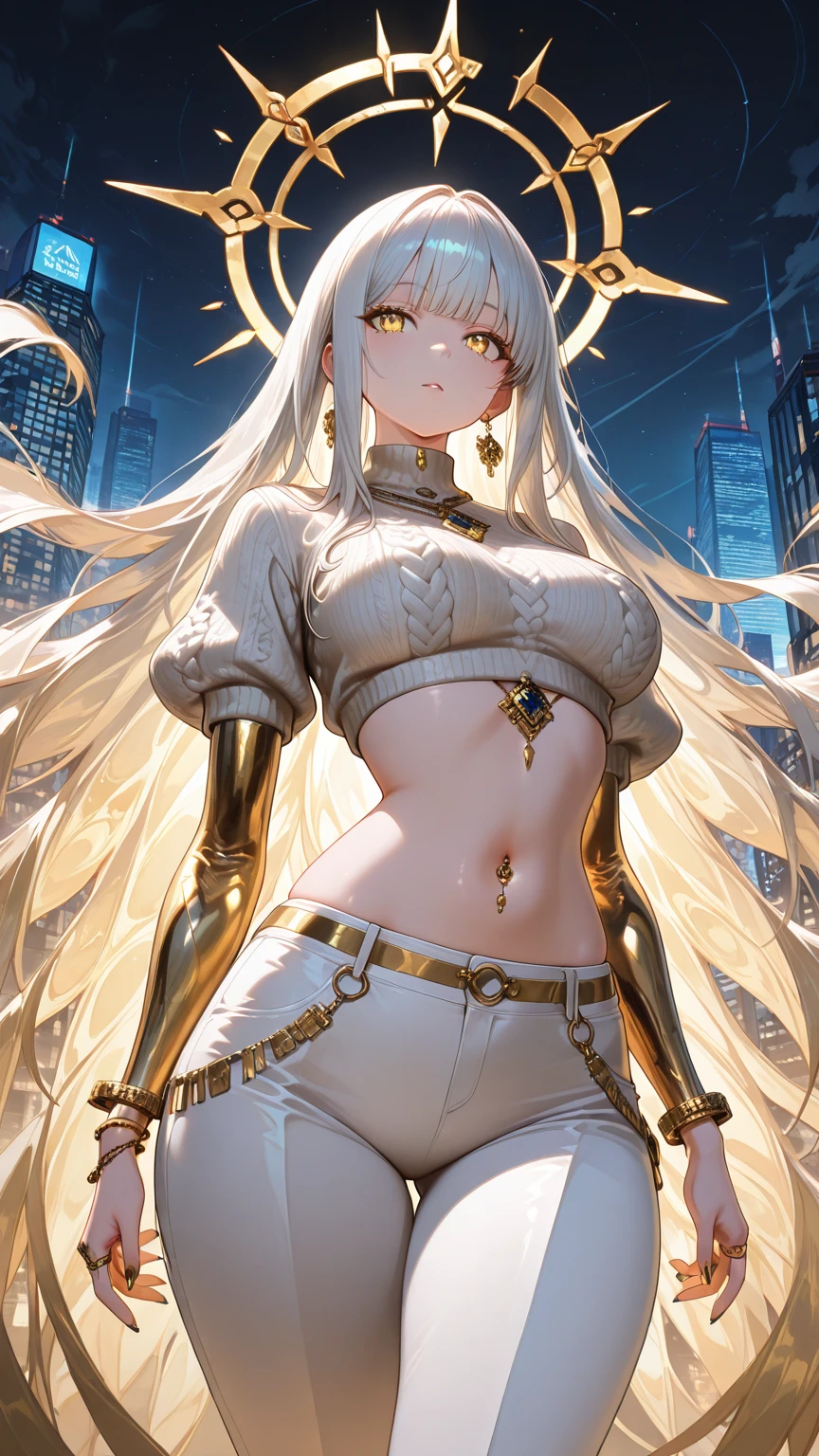 Emilia re:zero, purple eyes, Emilia, crown braid, x hair ornament, flower hair ornament, white hair, long hair, medium breasts, (photorealistic:1.8, highest quality:1.8,8K masterpiece:1.8,High resolution,muste piece:1.8,RAW Photos,cinematic lighting),No split screen, cyber punk、Back alley of the city at night、rain-soaked ground、vapor、
(1 android girl:1.3)、ull body tattoo、choker、beautiful breasts、shirt、denim micro mini skirt、beautiful butt,beautiful thighs,plump nipples、Nipples are visible through the costume,cameltoe,Body painting with a pop design drawn all over the body、pop art design、cutting edge fashion、conceptual art、
Provocative sexy poses、look back、spread your legs、
(Beautiful, shining pale-white, gray-gold hair:1.5)、shining blue eyes、Stoic