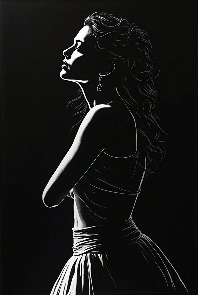 (Realisitc:1.5) (view from front) EdobShadow a woman in the dark, Lying on stomach with arms extended out to the sides, (black background:1.3) <lora:EdobShadow_v1.0:1>