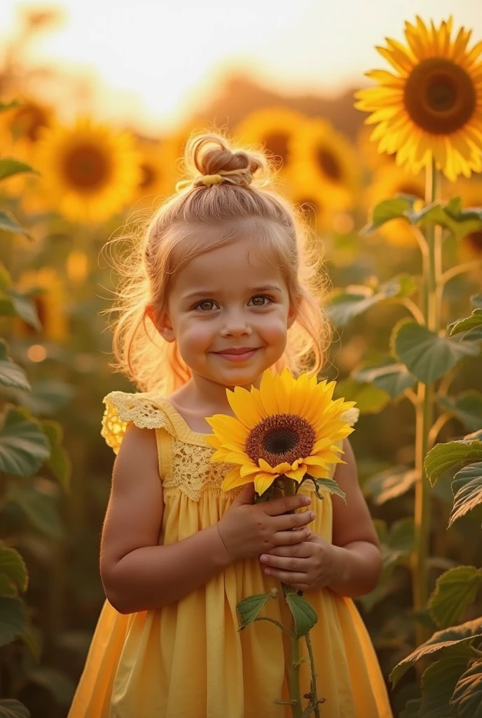 In the flower shop，Round neck short sleeve T-shirt big eyes little girl（Close-up 1:1），largeeyes，blond hairbl，((Grey t-shirt))，white pantie，Little American girl，Holding a flower in hand，brightly，cheerfulness，intriguing，gentlesoftlighting
