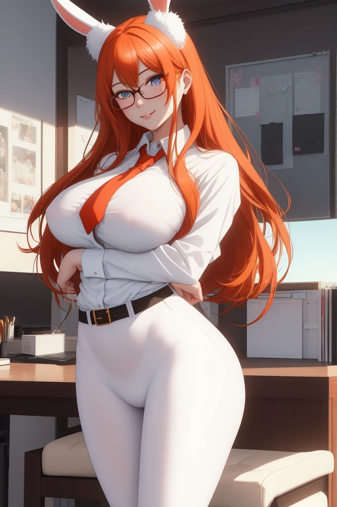 (masterpiece, Best quality), 8K, ultra detailed, realistic photo, Detailed face, perfect lighting, green eyes, bright orange hair, bright hair, fox ears, nice legs, side photo, beautiful, Cute, skin pores, 1 girl, perfect shirt, fully dressed, beautiful women 30 years old, Beautiful proportions, Russian woman, Caucasian, European, Business lady, stunningly beautiful woman, mother, thick legs, show ass, big breasts, (Thin white shirt:1.4), thick, hot, (White Office Wear:1.4), tight pants, (wide hips:1.2), thick, (white Office pants:1.3), spread your legs, Legs open, full length, wide hips, Glasses, with long orange hair, standing on the beach near the ocean, green eyes detailed digital anime art, cat ear, anime girl with long hair, гладкое аниме cg art, anime girl with long hair, digital anime art, work in Guweiz style, Beautiful anime portrait, Photorealistic render of an anime girl, pantyhose, Beautiful anime girl, advanced digital anime art, guweiz на artstation pixiv HD UHD HQ
