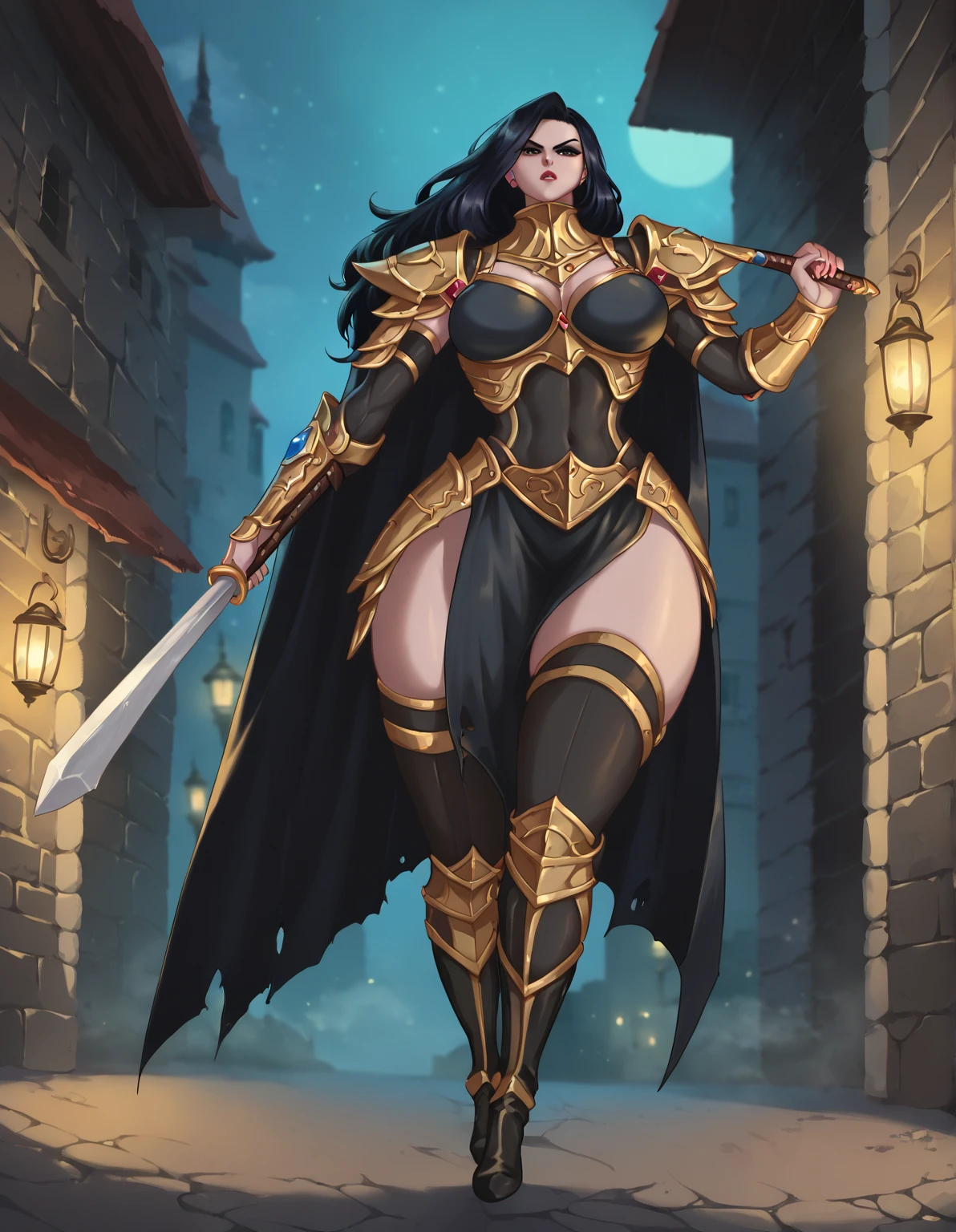 ((((Massive, tall, beautiful, buff, muscular brown skinned woman mage with shocking pink hair, black lipstick, ginormous bulky muscles, holding a fire mage staff and wearing a beautiful hooded black enchanted robe with gothic armor and beautiful long skirt)))), (close view), massive muscles, massive biceps, hyper muscle shoulders, hyper muscle triceps, (angled bob cut), red eyes, (wearing an extremely intricate robes, magical robes), mage boots, skirt, smirk, black gauntlets, (in a dark fire Mystical forest), evening, Vascular arms, hyper vascular arm, hyper muscles arms, hyper muscle legs, massive arms.