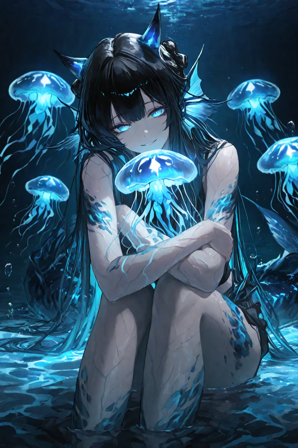 ((best quality)), ((highly detailed)), masterpiece, ((official art)), (detailed eyes, deep eyes), (1girl:1.33, solo), <lora:girlsInGlassJars_girlsInGlassJarsV1:.5>, shrunken, glass jar, mature woman, slime-girl, melting, wet slimy skin, ((colorful colored slime_(substance), black colored skin)), (colored skin), navel, large breasts