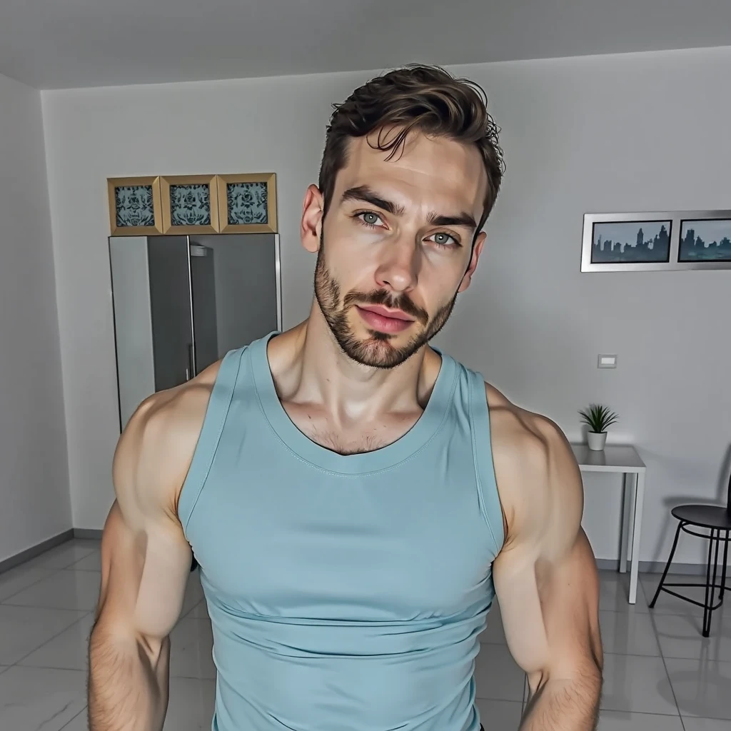 faaris azura, arabic, gym, bald, no hair