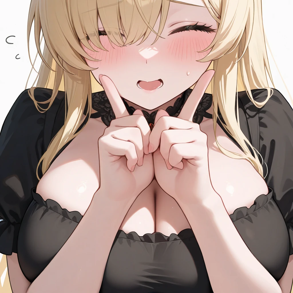 (((One girl))), blond hair, bob cut, from front, from above, Emphasize the cleavage, Seductive pose, looking at viewer, ((upper body)), reaching, ((blush)), open mouth, tongue out, rolling eyes, rape face, heart-shaped pupils, saliva, ((sweat)), ((steam)), ((nervous)), black hoodie:1.3, black shorts:1.3, anime style, (best quality, 4k, 8k, highres, masterpiece:1.2, ultra-detailed, ultra-detailed eyes, HDR, UHD, studio lighting, ultra-fine painting, sharp focus, physically-based rendering, extreme detail description, professional, vivid colors, bokeh)