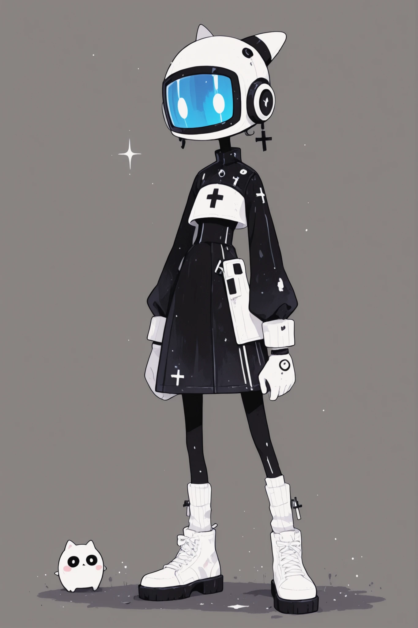 Harry Clark's Style,San Diego Caruso style,(Using Cao Wenqi style:1.3), 1 girl,protogen visor ghostwhite,