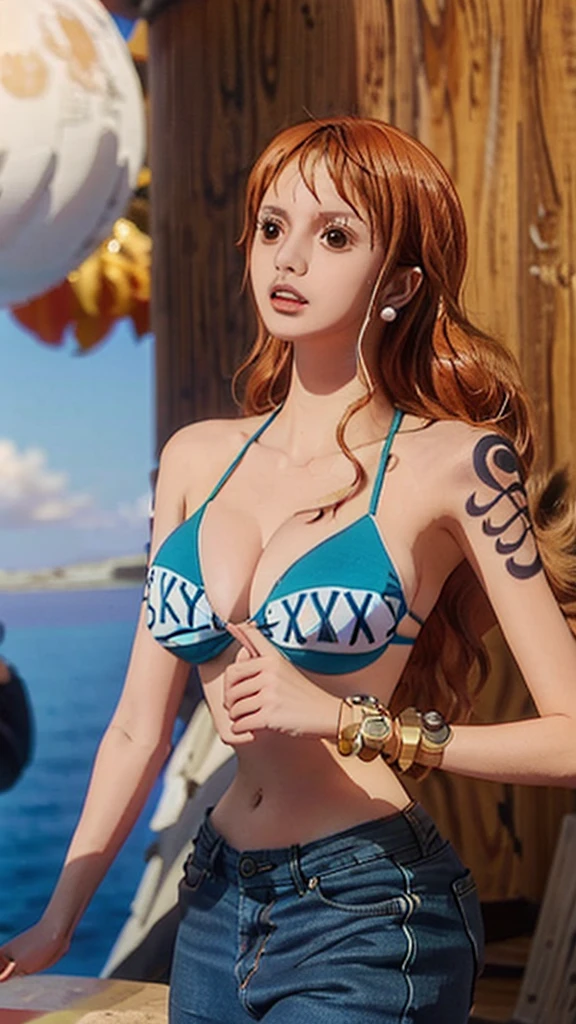 Woman in bikini top and straw hat map on background, In one piece, of works, us, One Piece Ship Sailing, one piece artstyle, from one piece, beautiful portrait of nami, Map of Patreon, One piece, Anime", wall-paper!, Luffy (One piece, Estiro One Piece, Map key,