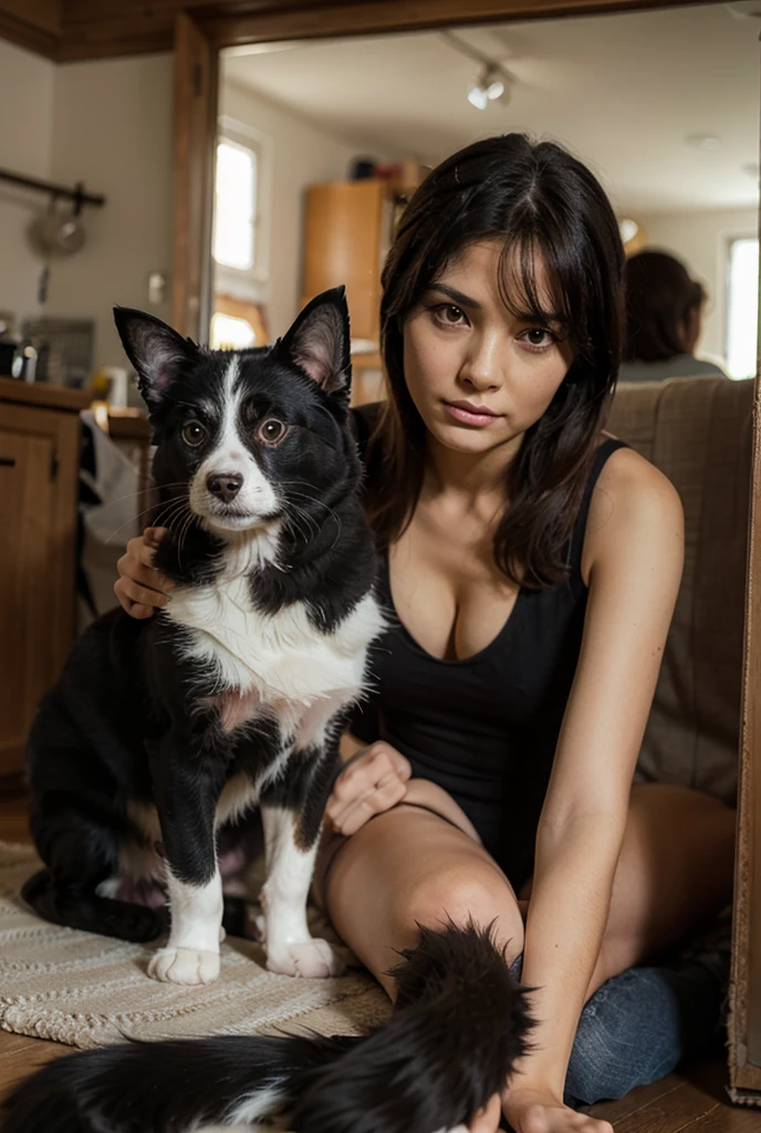 women latina with dog