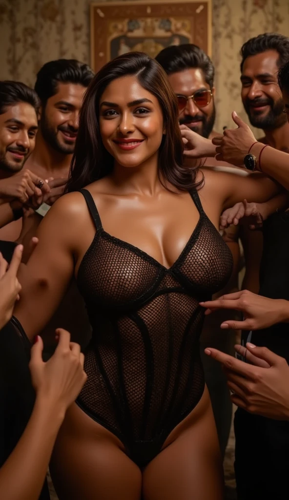 Full body photo of SEX 50YO MATURE MILF AISHWARYA RAI as HORNY RAVE PARTY MOMMY, ((COMPLETELY DRENCHED WET IN BEER)), (ponytail tied hair), ((RED HARNESS)), ((boots)), (((surrounded and dirty dancing dancing with NUDE TEENAGE BOYS in ((CROWDED ONLY NUDE BOYS' RAVE PARTY))))), day scene, curvaceous mature hourglass figure, ((FLIRTATIOUS look straight at camera)), soft volumetric lights, intricate details, (ArtStation:1.2)