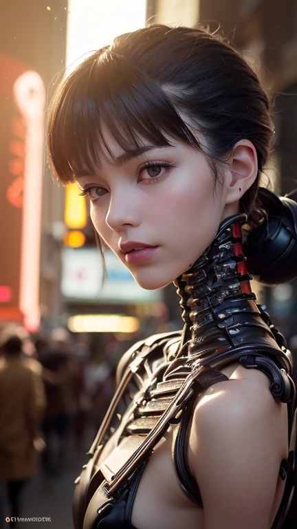 (masutepiece, of the highest quality, Best Quality, Official art, Beautiful Indulgence: 1.2), (1 girl: 1.3), Very detailed, Colorful, Supreme Detail ((ultra-detailliert)), (High Definition CG Illustration), ((from a (Very delicate and beautiful)), (Since a while ago), Cinematic Light, (1 Mechanical Girl)), Solo, Full body, (Mechanical joints: 1.2), ((Mechanical rim blood vessels connected to canals Mechanical vertebrae attached to the back), ((Mechanical cervical vertebrae attached to neck)), (Sitting), deadpan, (Wires and cables attached to the neck: 1.2), (Wires and cables attached to the neck: 1.2), (Character Focus), Science fiction, White background, (Blood: 1.5)It features a simple