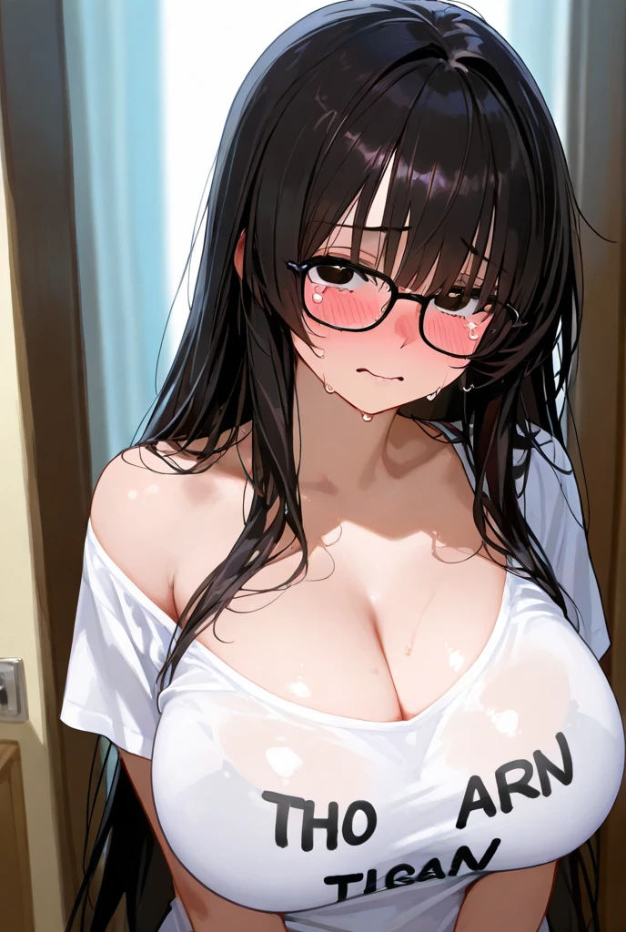mature woman,gentle mature face,modest mature housewife,round glasses,black hair,at vulgar hotel,curvy,straight hair,oval face,on bed,,micro bikini,blushed and smile,sweaty,