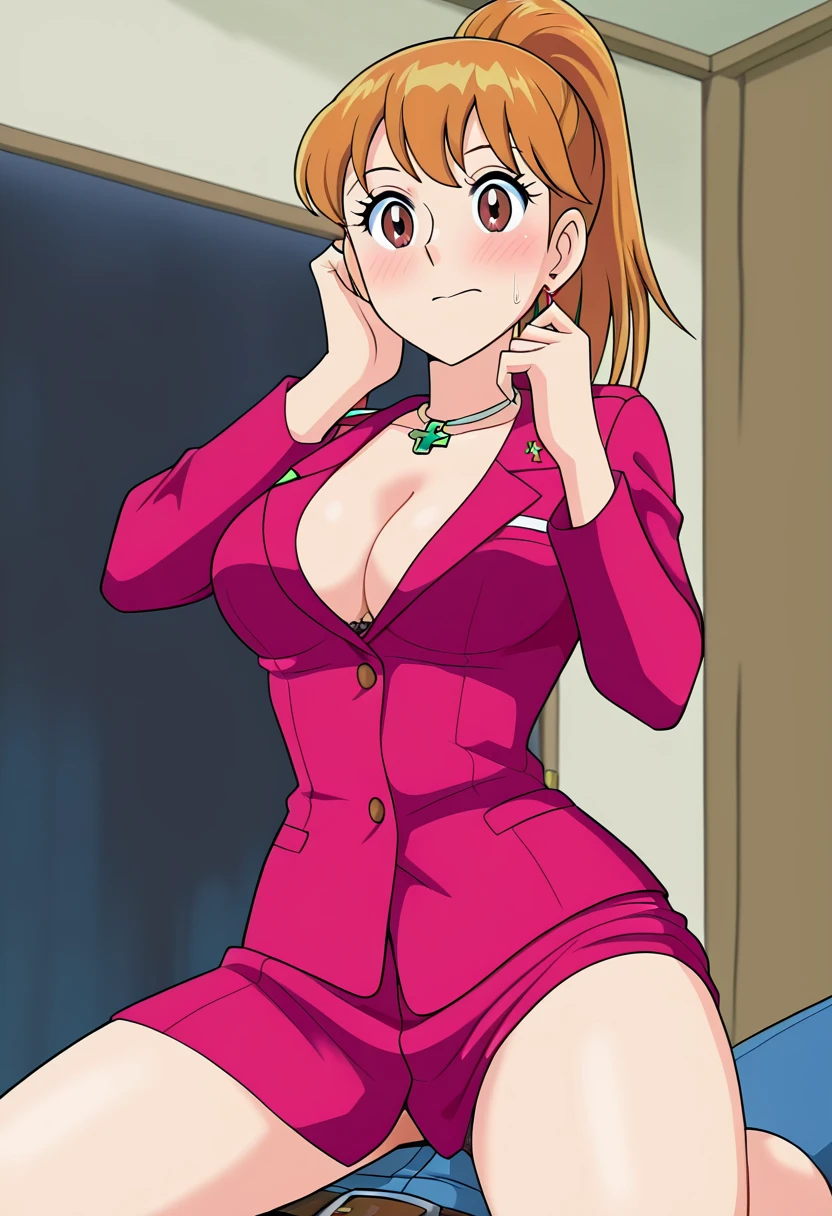 (masterpiece, highest quality, High resolution, 8k, High quality anime sensual illustrations, Detailed and realistic), ((Nausicaa is completely naked and immersed in masturbation)), Nausicaa takes off her clothes to show her large breasts and pussy, Completely naked, Strong sexual desire, Spread her legs, Nausicaa lying on bed in the backwards position to show off her pussy, Masturbate, very cute, very naughty, kind, The best beautiful girl, adorable gaze, (Baby Face), blush, round eyes, ((A crying face begging)), (alone), Light reddish brown hair, short hair, Red Gem Earrings, (Looking at the audience), Beautiful wet breasts, Beautiful ass, delicate, Dripping love juice, Pointed Chest, Pointed nipples, Pointed clitoris, Love Juice, JK high school girl uniform, Ribbon tie, See-through underwear, Perfect beauty, the body is slim, (Perfect and detailed anatomy, Beautiful and elaborate face&eye:1.5, Shiny skin, Perfect balance), Luxury Hotel Suite, Bed, Chair, Table, Sofa, Dresser, Tapestry, Carpet, Piano, Sex goods, Flower garden, Waiting for sex, Rapid breathing, Drooling, Open her mouth, With pride, look up, Shake and fuck, Pussy from the behind, Twist her hips violently, Nausicaa feels very good, Nausicaa is splashing away lovejuice, Nausicaa has been sex slave, becoming an ahegao face, becoming a sex addict. (I want to see Nausicaa's lewd sexy scean) ,very adorable Nausicaa.